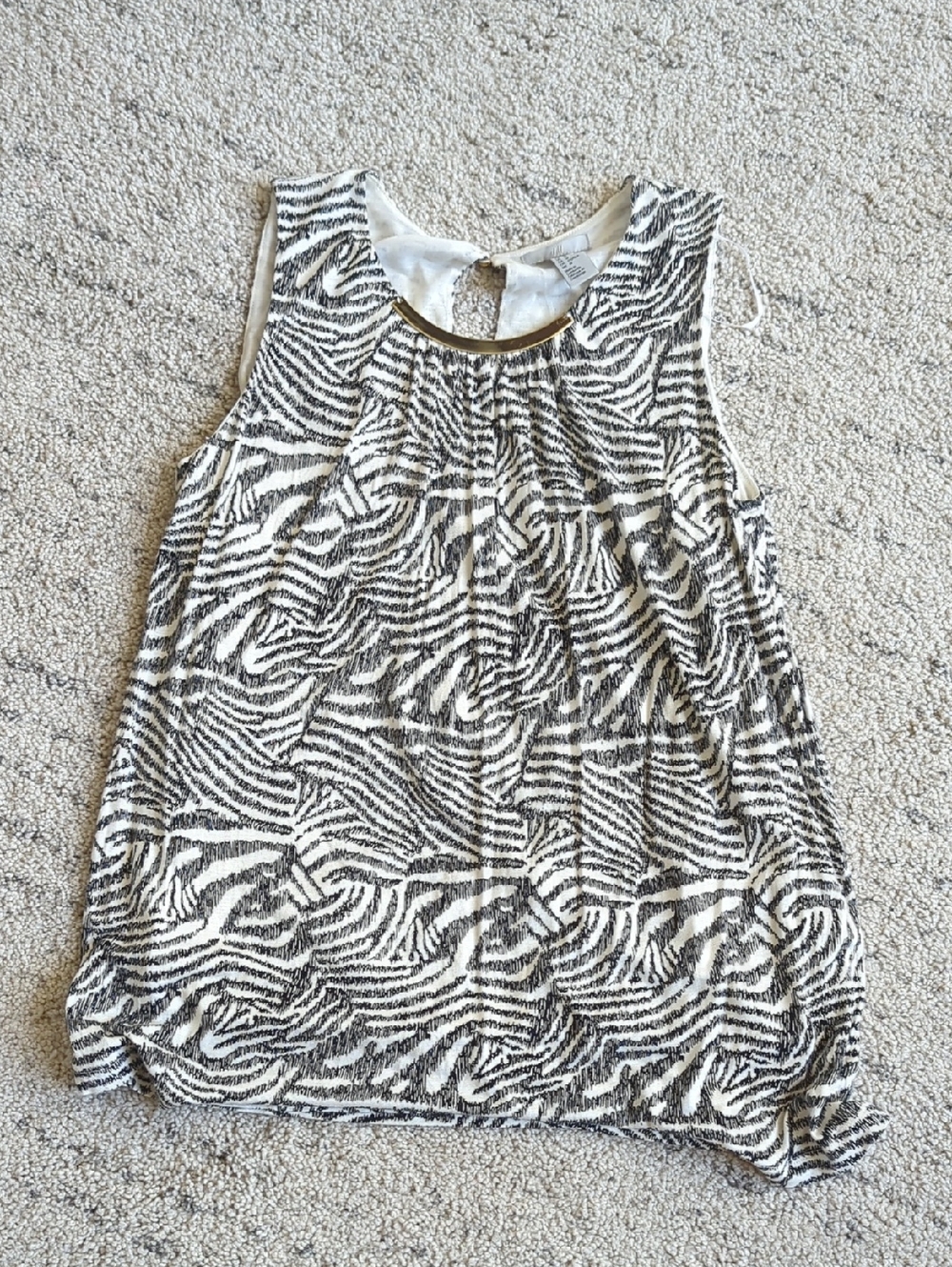 H&M Black and White Zebra-Print Sleeveless Camisole with Gold Accent